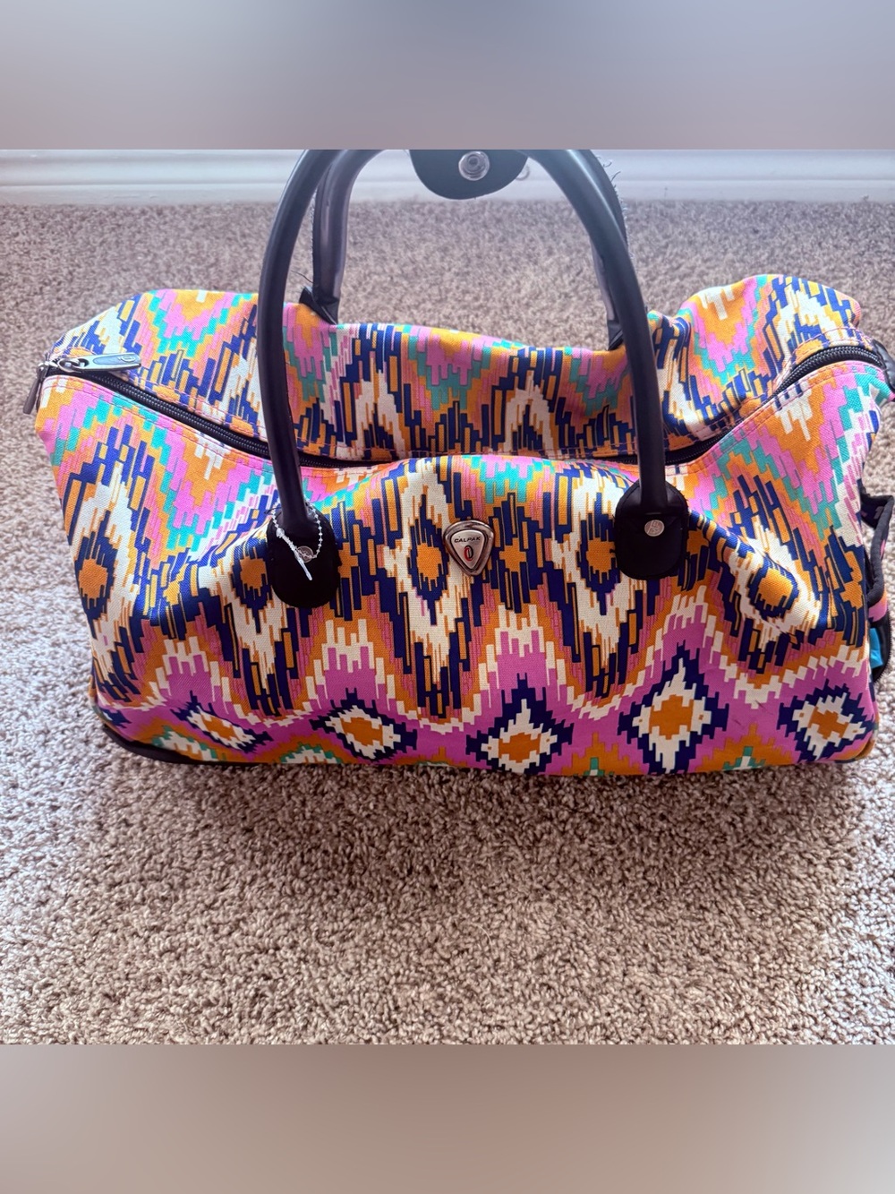 CalPak Rolling Duffel Bag Plaid Multicolor Carry On Travel Luggage Tote 21”